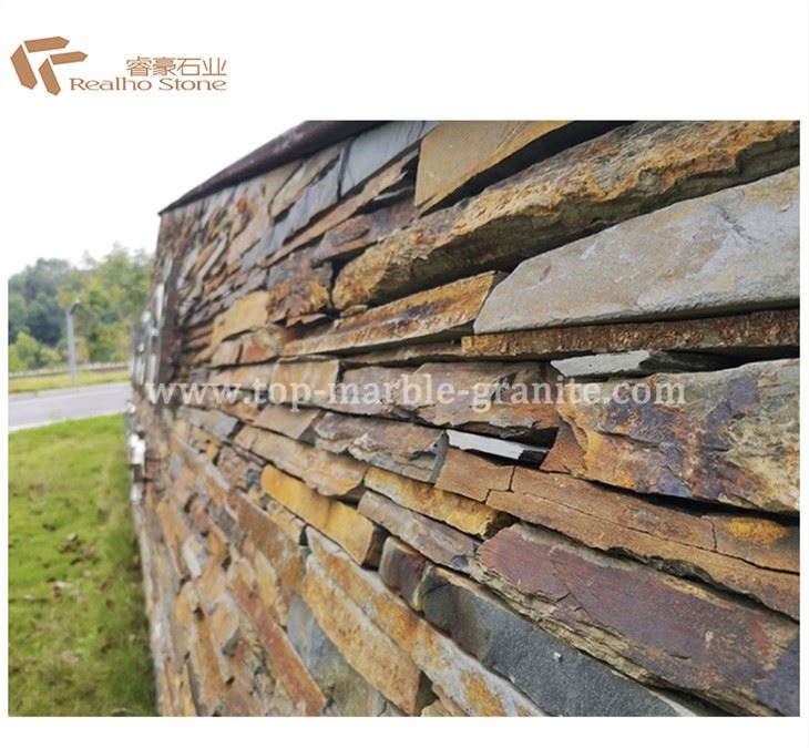Plitka tabiiy slate stacked Rusty Edge Stone bilan bezatilgan
